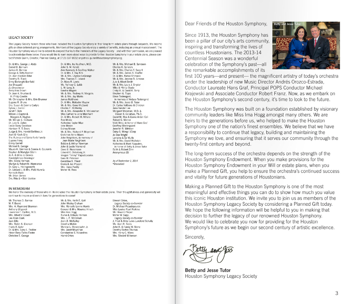 Houston Symphony planned giving brochure
