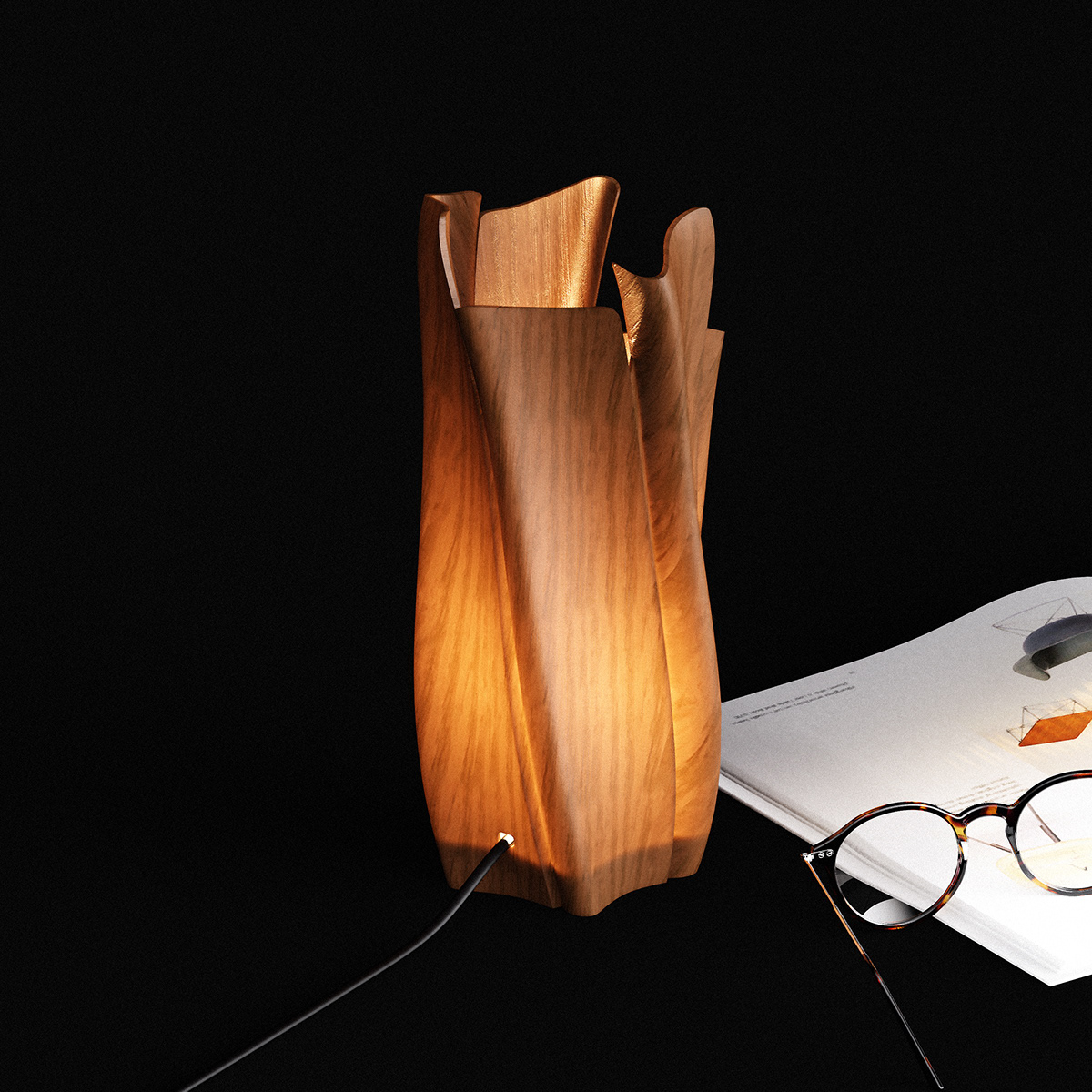 3D keyshot Lamp mood Render wood woodlamp