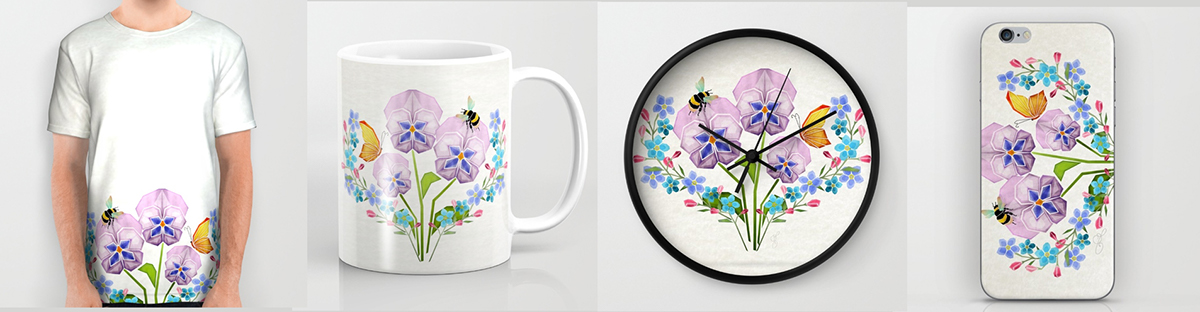 flower spring season wild Nature bee butterfly insect geometric triangle colors shape abstract boheme