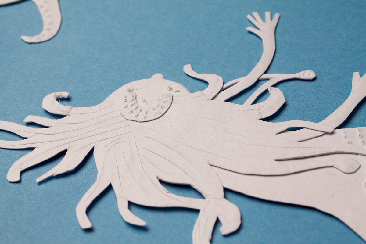 papercut  cutting  sea monster sea blue paper