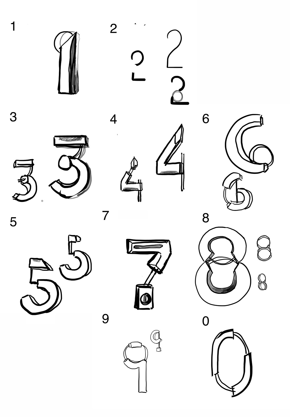 type digits typography   Typeface animation  motion design reveal logo visualisation 3D