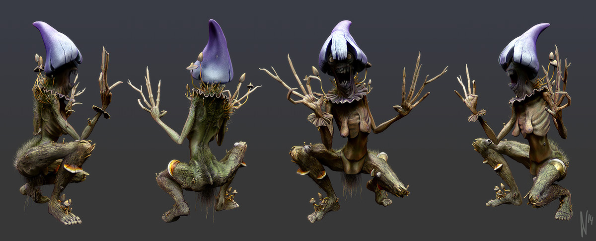 Critter Zbrush 3D mycoid mushroom Game Art monster concept art sculpture Dark Fantasy medieval fairy tale fable Character enemy