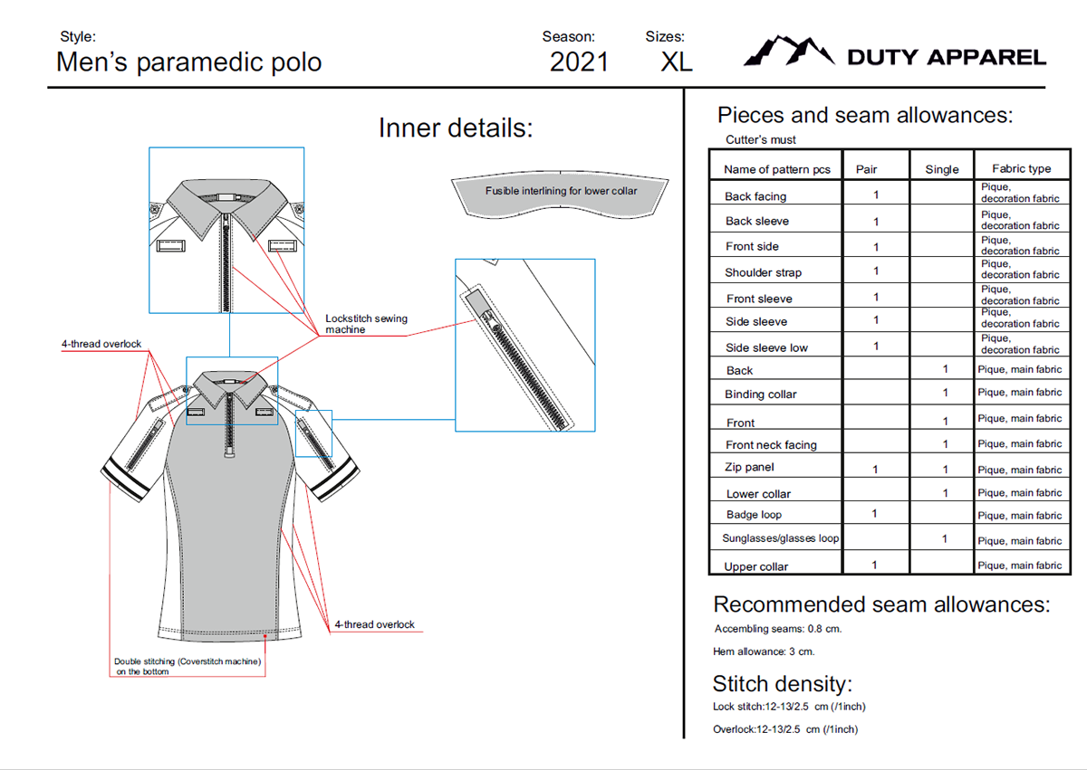 3D model Menswear patternmaker patternmaking sewing pattern Tech Pack technical drawing uniform womenswear workwear