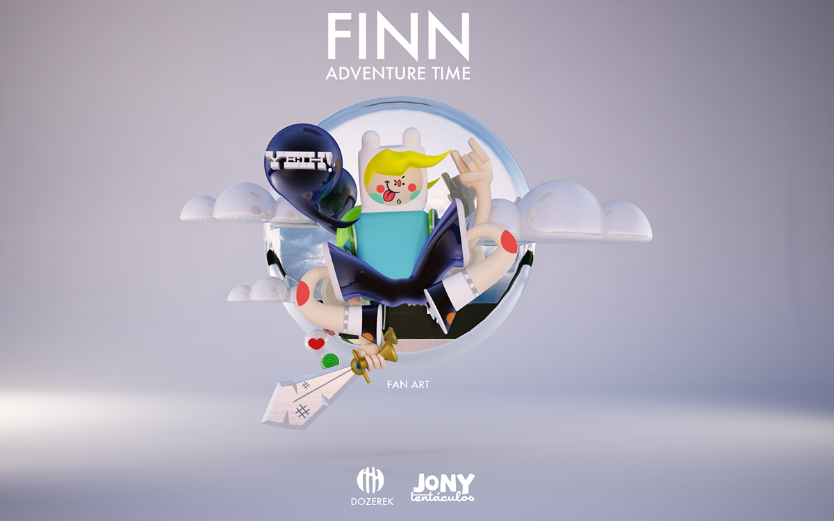 DOZEREK JONY TENTÁCULOS  3D Finn Adventure Time HORA DE AVENTURA Fan Art