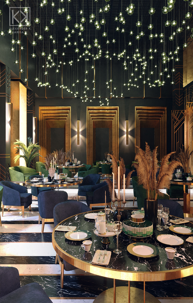 ArtStation - Interior Design , Art Deco Restaurant - 01