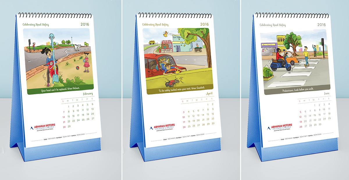 Road Safety calendar traffic rules Indian Roads vehicles pedestrians