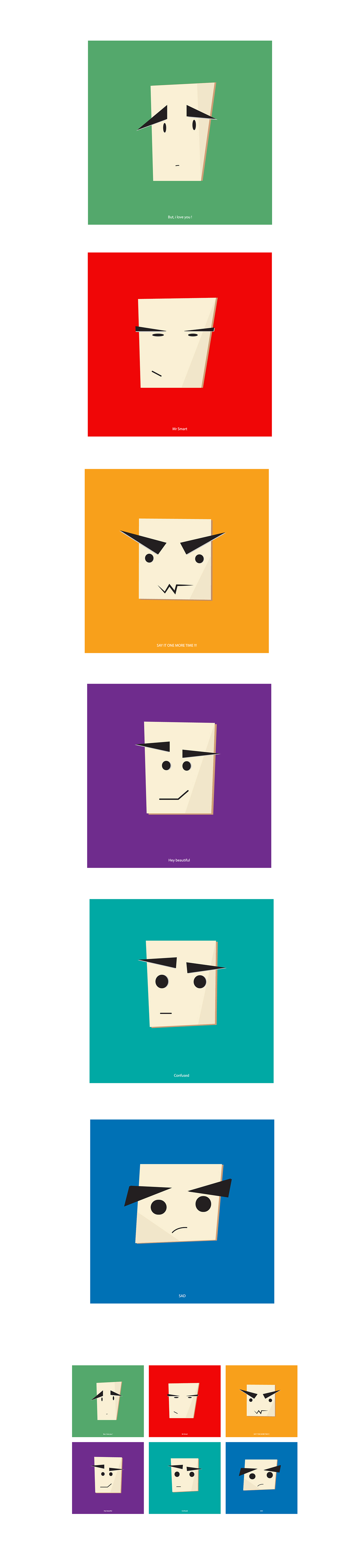 faces express see You One people colors life face square circles daily simple abstract