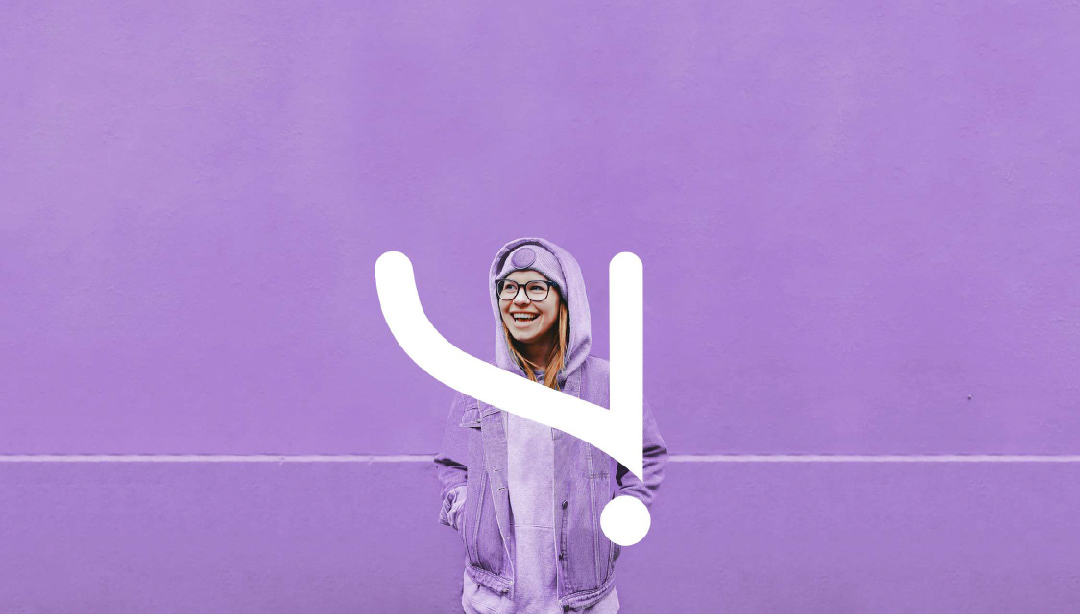 brand branding company logo four identity visual purple uniques