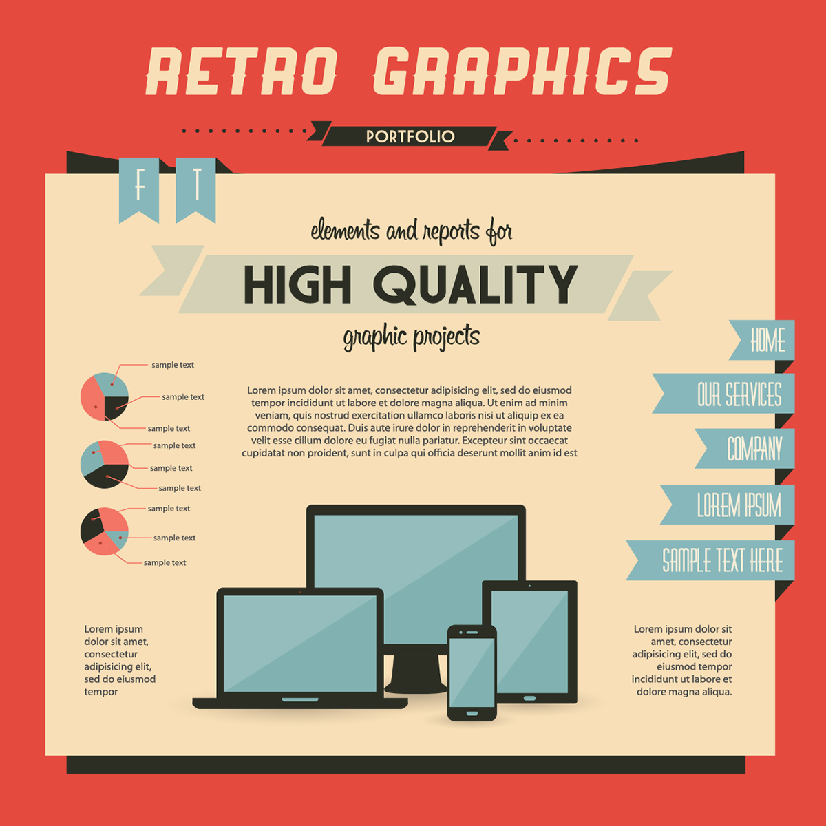 infographics Laptop Retro Icon poster background vector design element paper Web banner Gadget mobile vintage