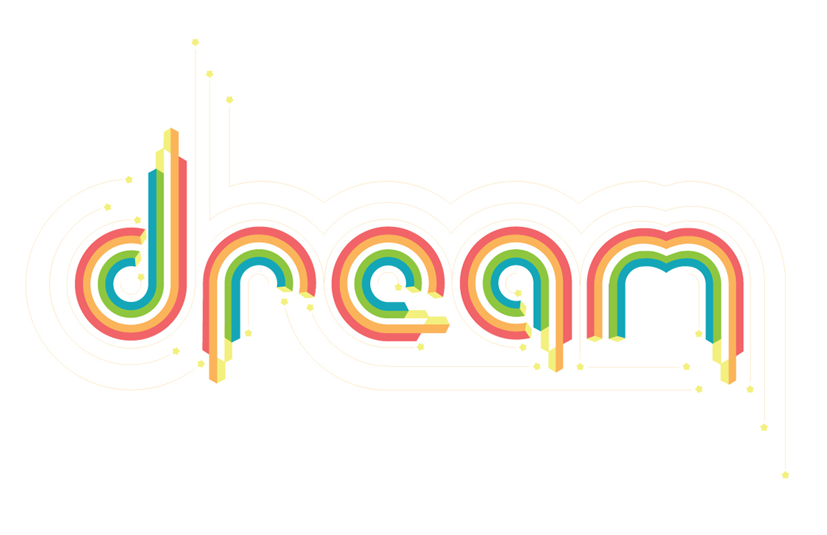 dream rainbow stars custom typeface Expressive Type