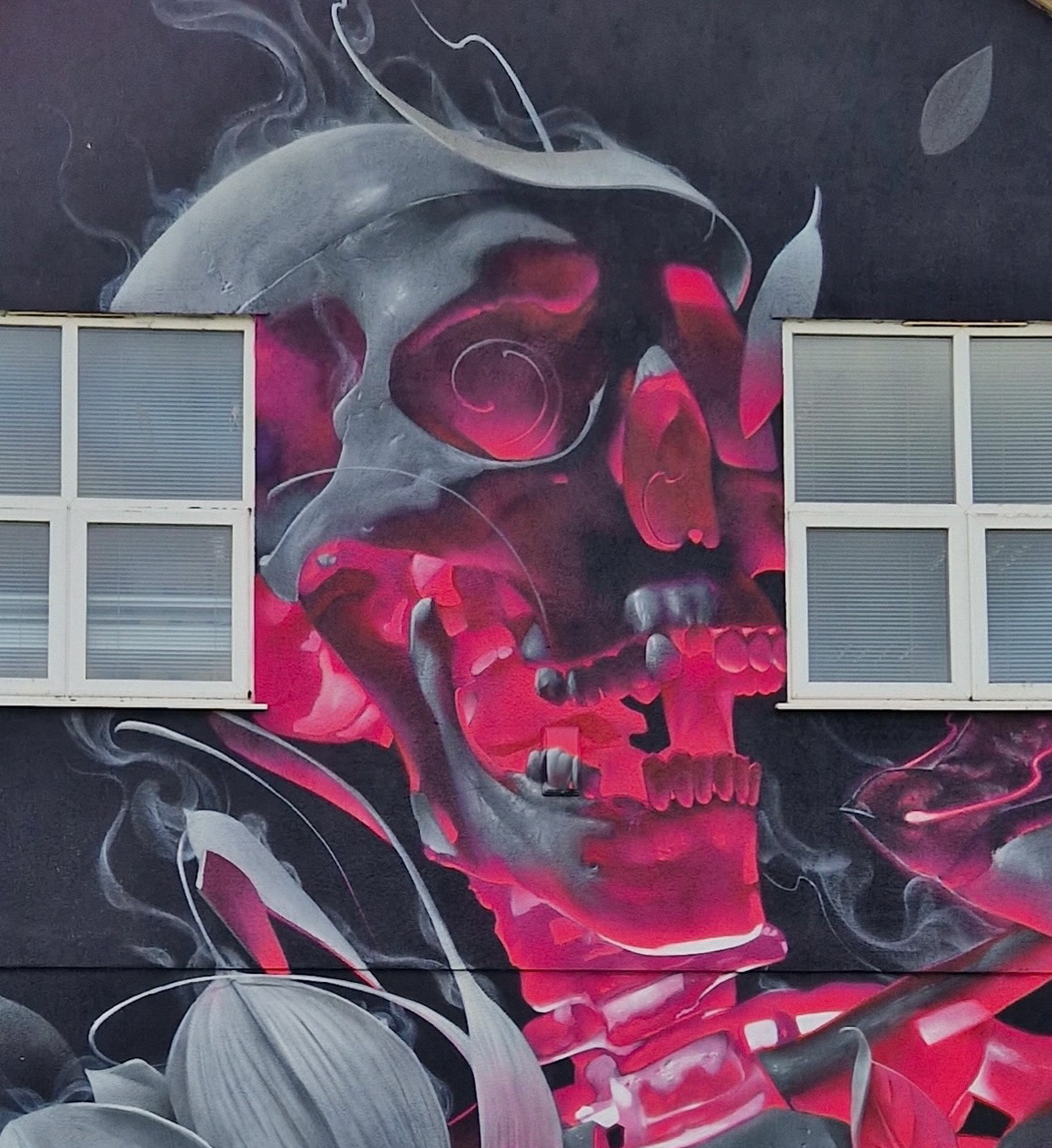 Graffiti art Mural artist skull streetart