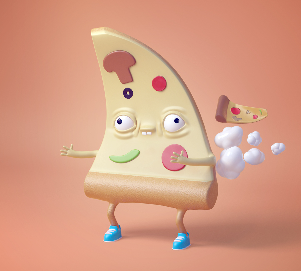 vray Zbrush Maya CG 3D art Pizza farts Food  cute colorful advertisng