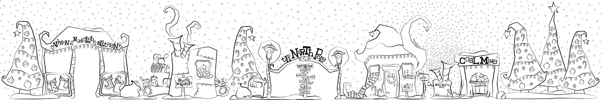 art santa North Pole Christmas vixen blitzen Rudolph santa's workshop snow Coal Mine stocking