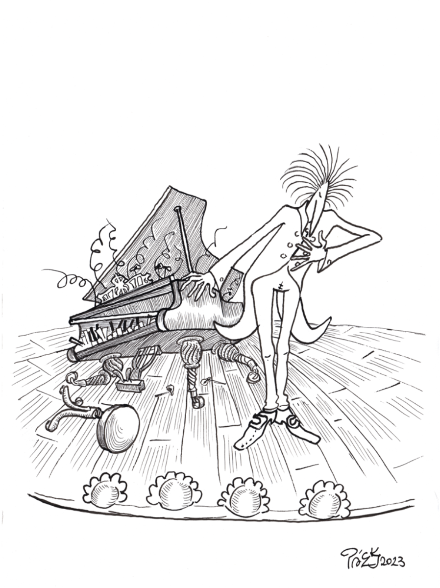 franz liszt Piano caricature drawing cartoon Lisztomania