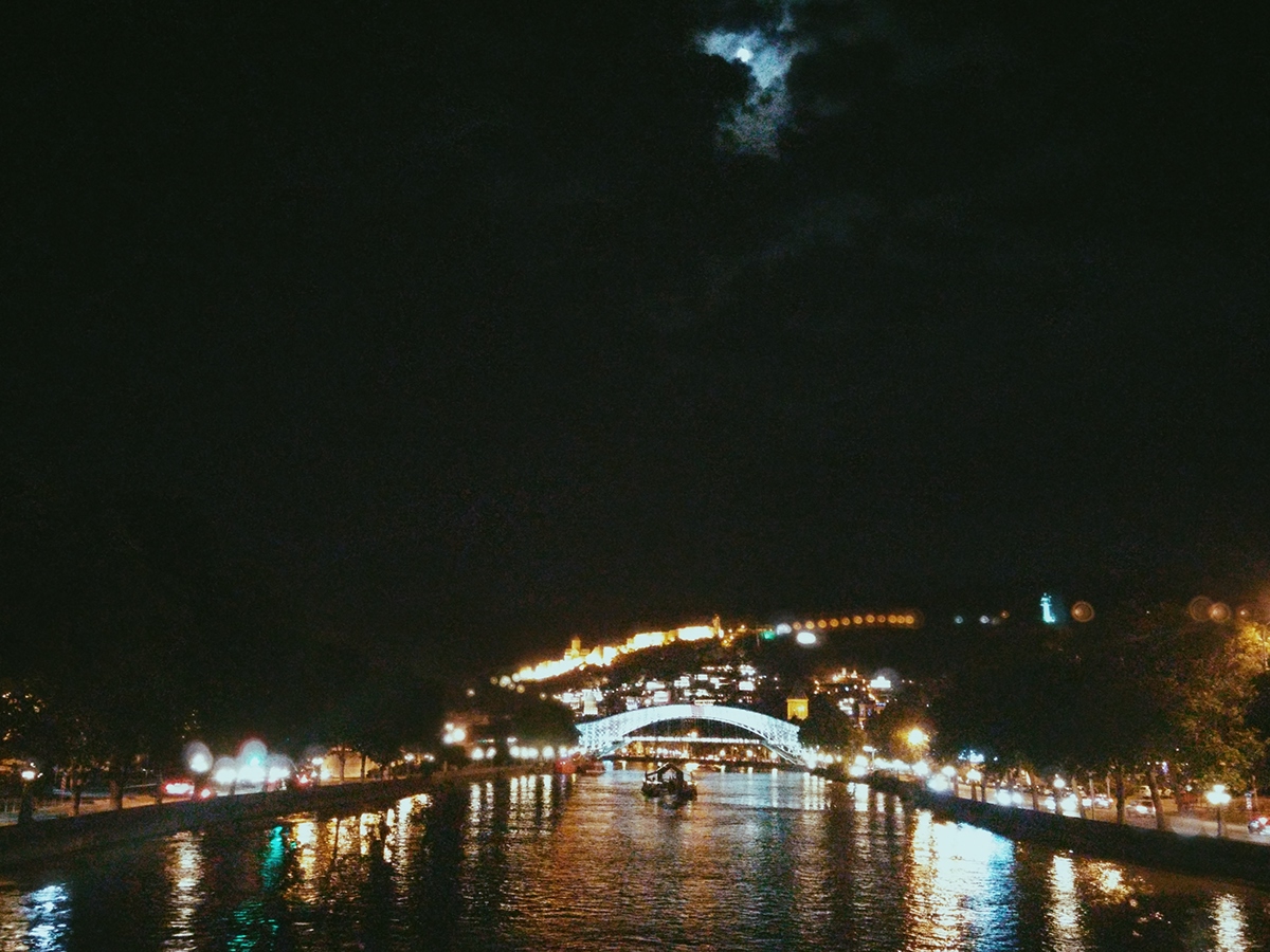 tbilisi Street night moon