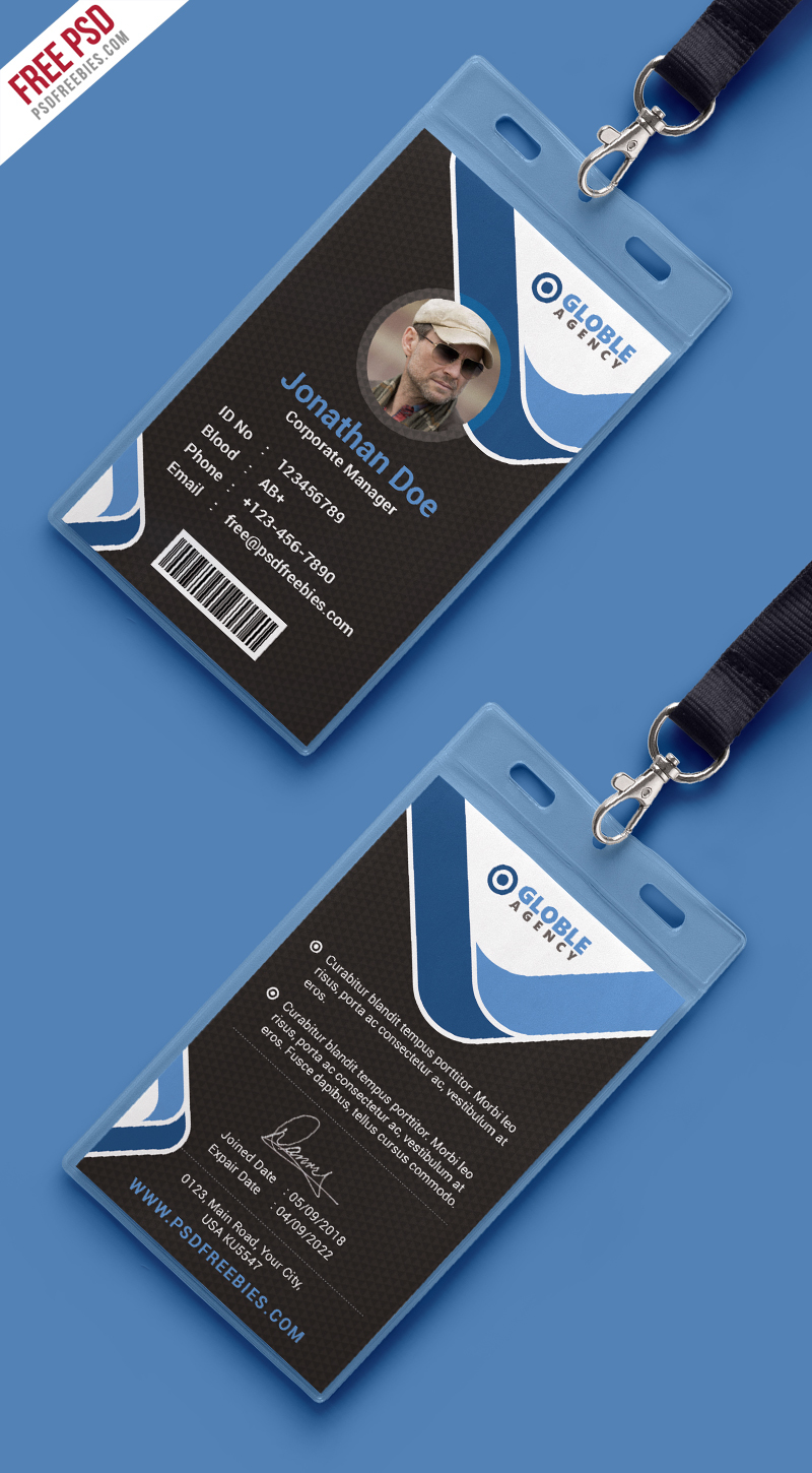 Free PSD : Multipurpose Dark Office ID Card Template on Behance With Regard To Id Card Design Template Psd Free Download