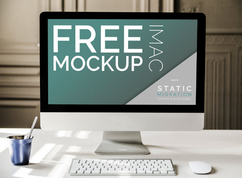 iMac free Mockup Webdesign presentation psd smart object