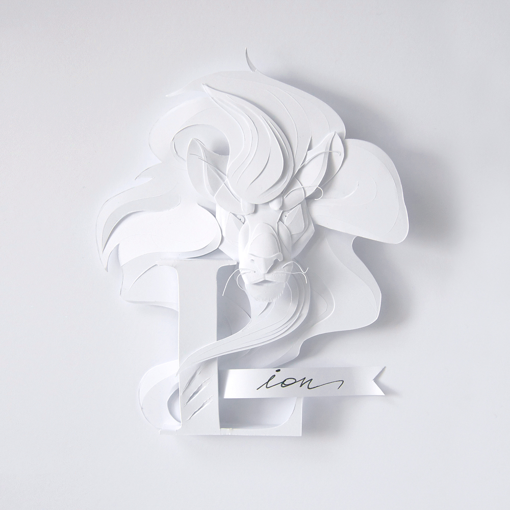 Horoscope White paper pisces Leo papercutting crafts   art paper sculpture lettering