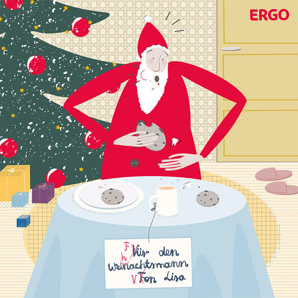 santa illustrations ergo insurances Vector Illustration Christmas