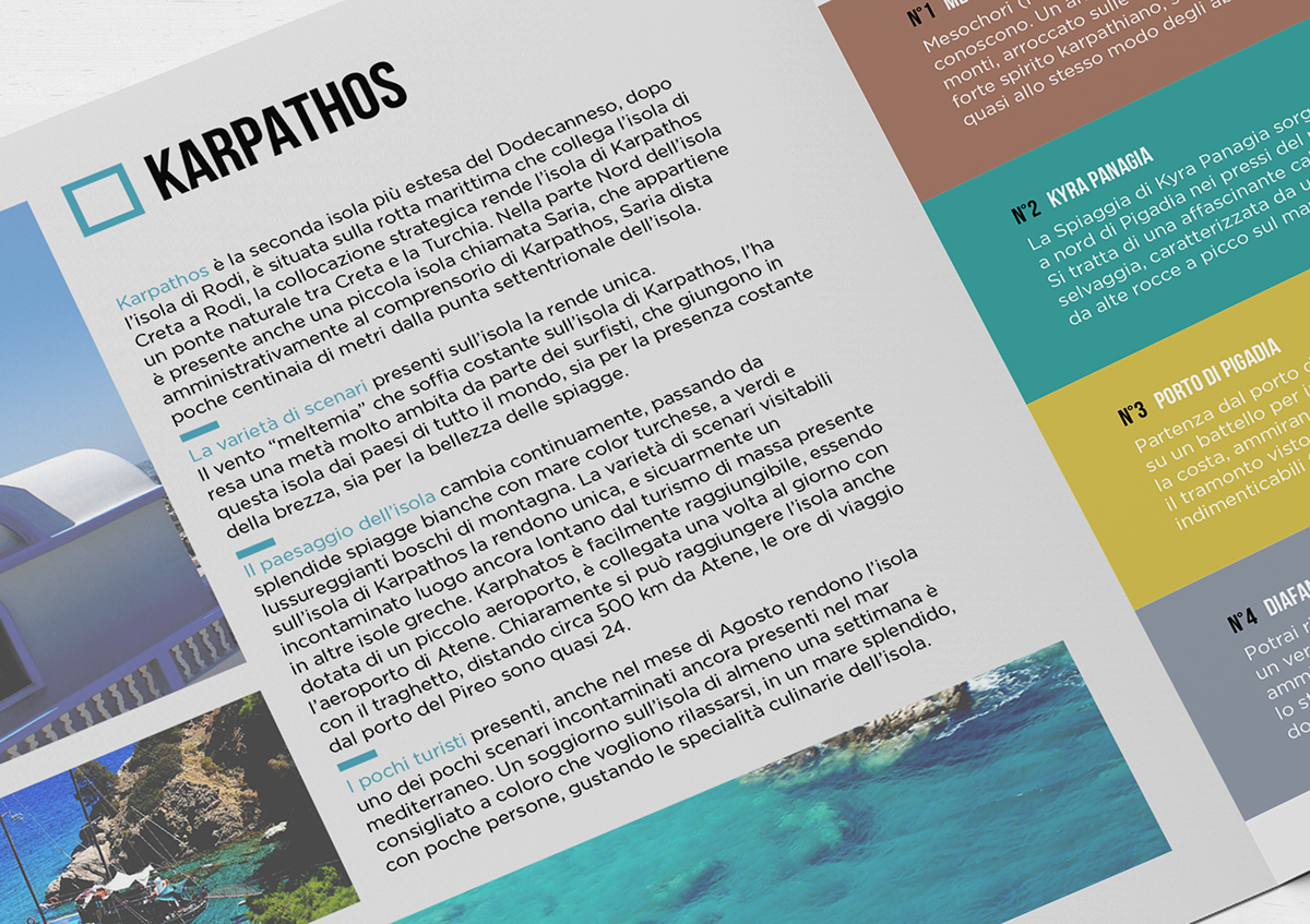 Karpathos Travel Greece brochure Bi Fold fold square design vacation Europe sea depliant Holiday Island greek