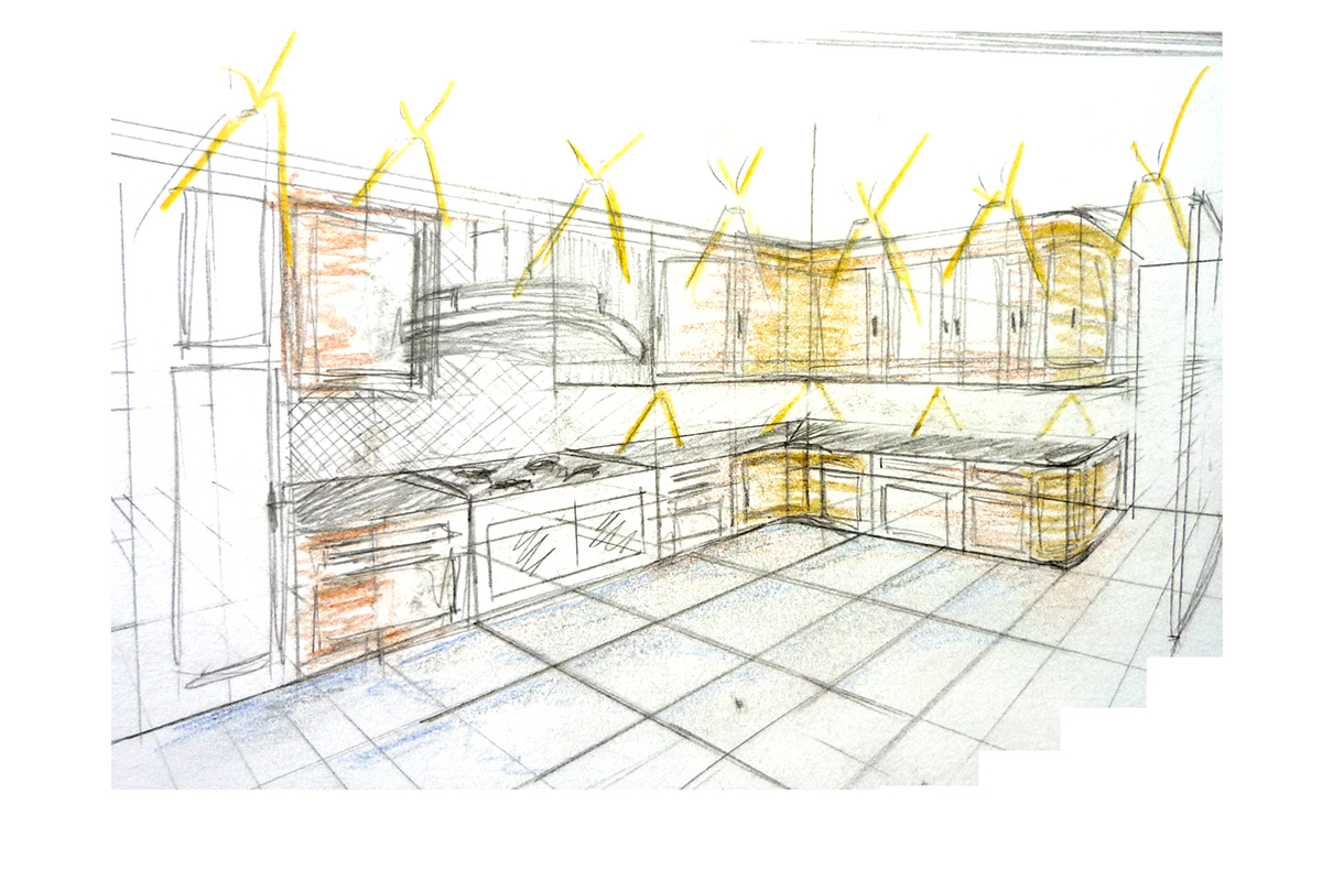 kitchen Drawing  concept Consulting design FF&E Marjorie Mohler mm bathroom sketch