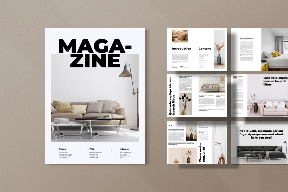 template Layout InDesign magazine editorial Magazine design editorial design  cover minimal clean