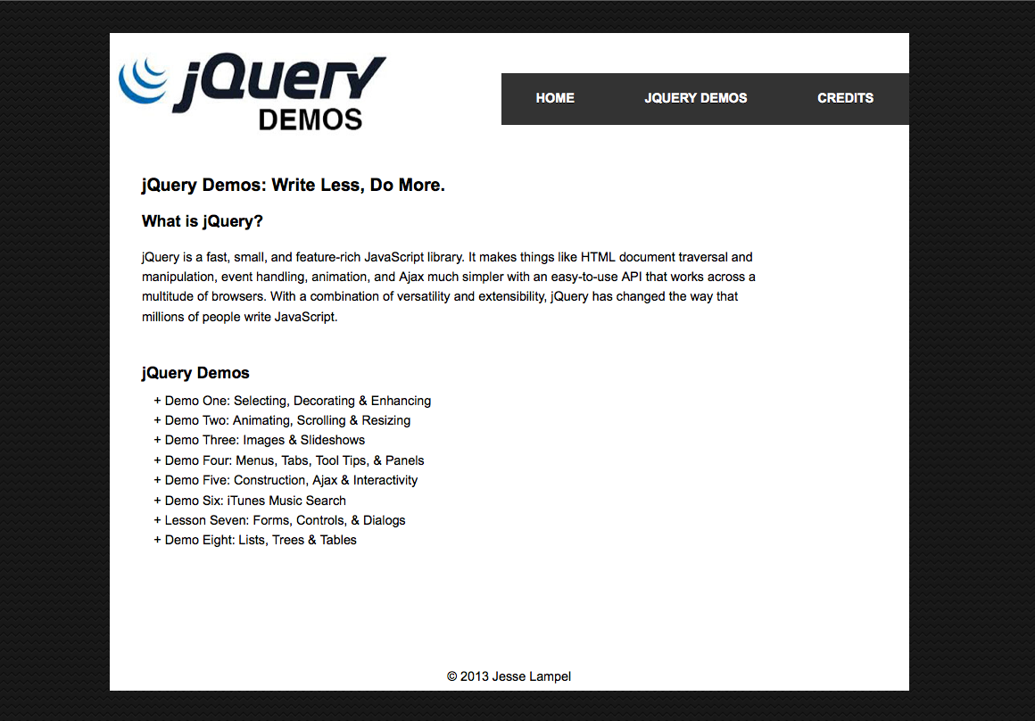 jquery demos School Project JavaScript demonstrations Computer Based Training