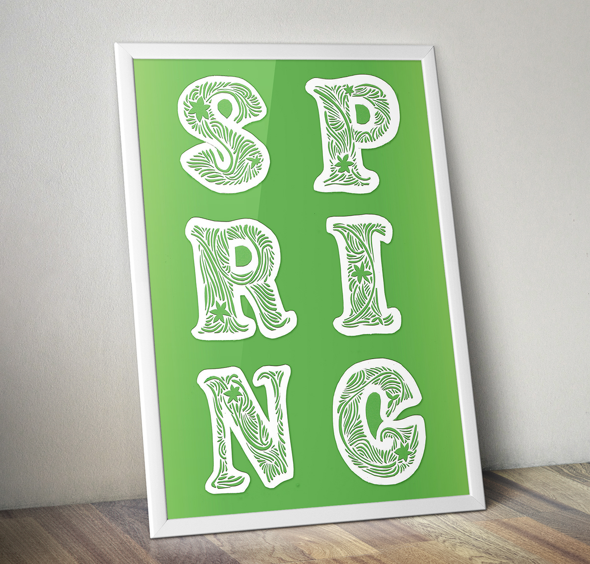 HAND LETTERING die cut papercutting papercut lettering watercolor draw spring season font letter letters flower green hand type