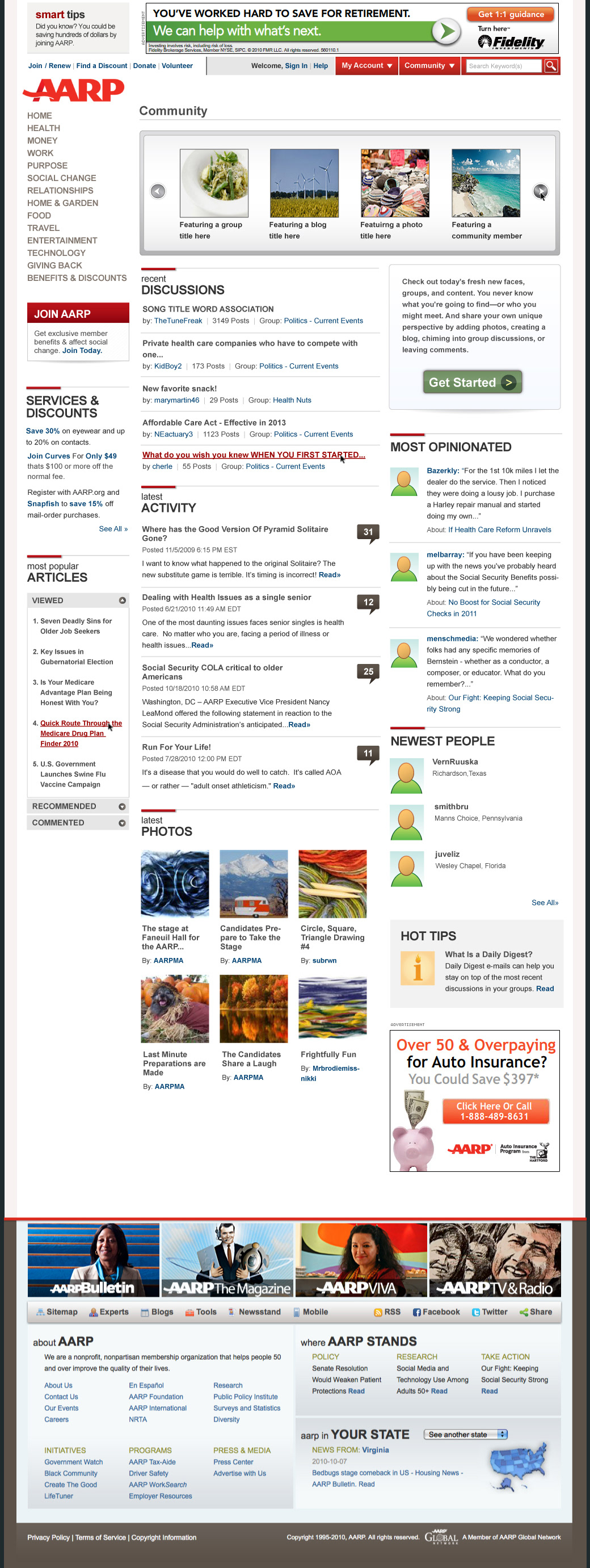 aarp community Blog grops Layout feed discussion forum
