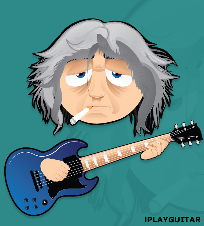 vector art old rock star Drugs burnt out tired guitar Rock And Roll rock music