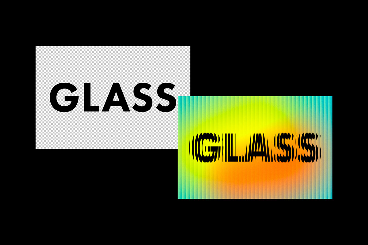 text effect glass distortion refraction lines stripes texture template transparent