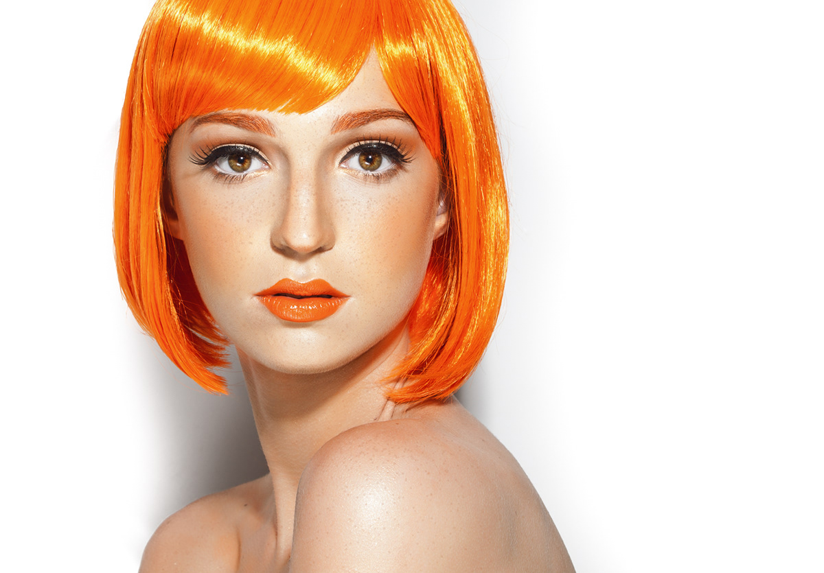 beauty shoot photoshoot makeup artist photographer clean makeup orange wig wig miami miami makeup artist