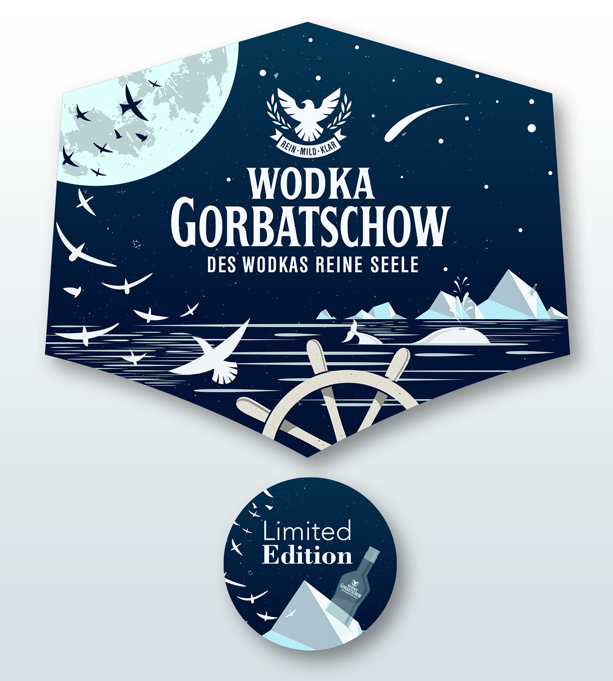 wodka gorbatschow bird water Arctic night sailing stars
