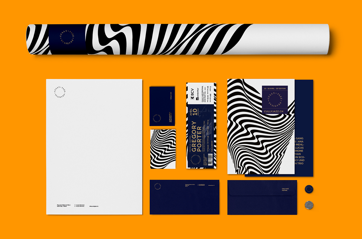 festival jazz brand identity graphic design blue pattern Mockup corporate font free type gold MUSICS
