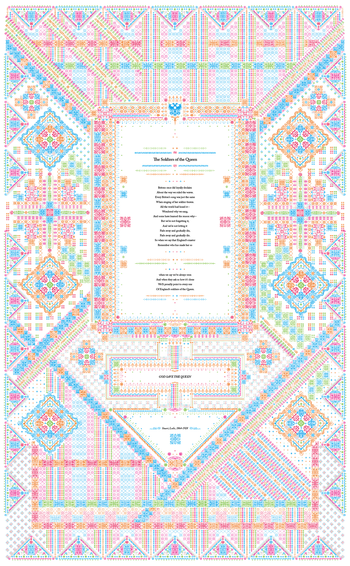 ornament composition elements combination graphic poster Caslon glyphs grid pattern