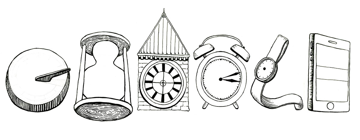 google doodle time history iphone sundial clock watch