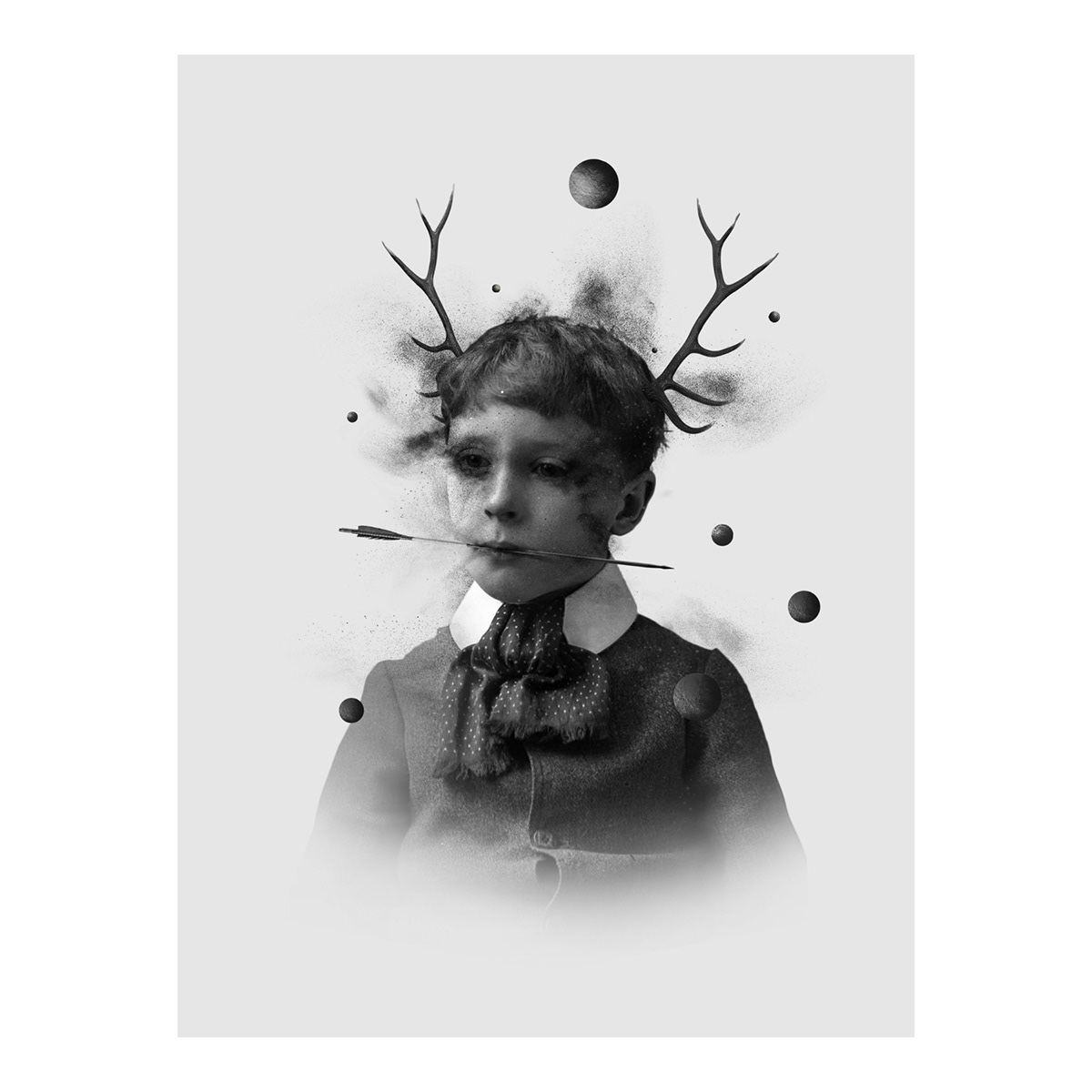 black and white collage dark manipulation photo portrait vintage