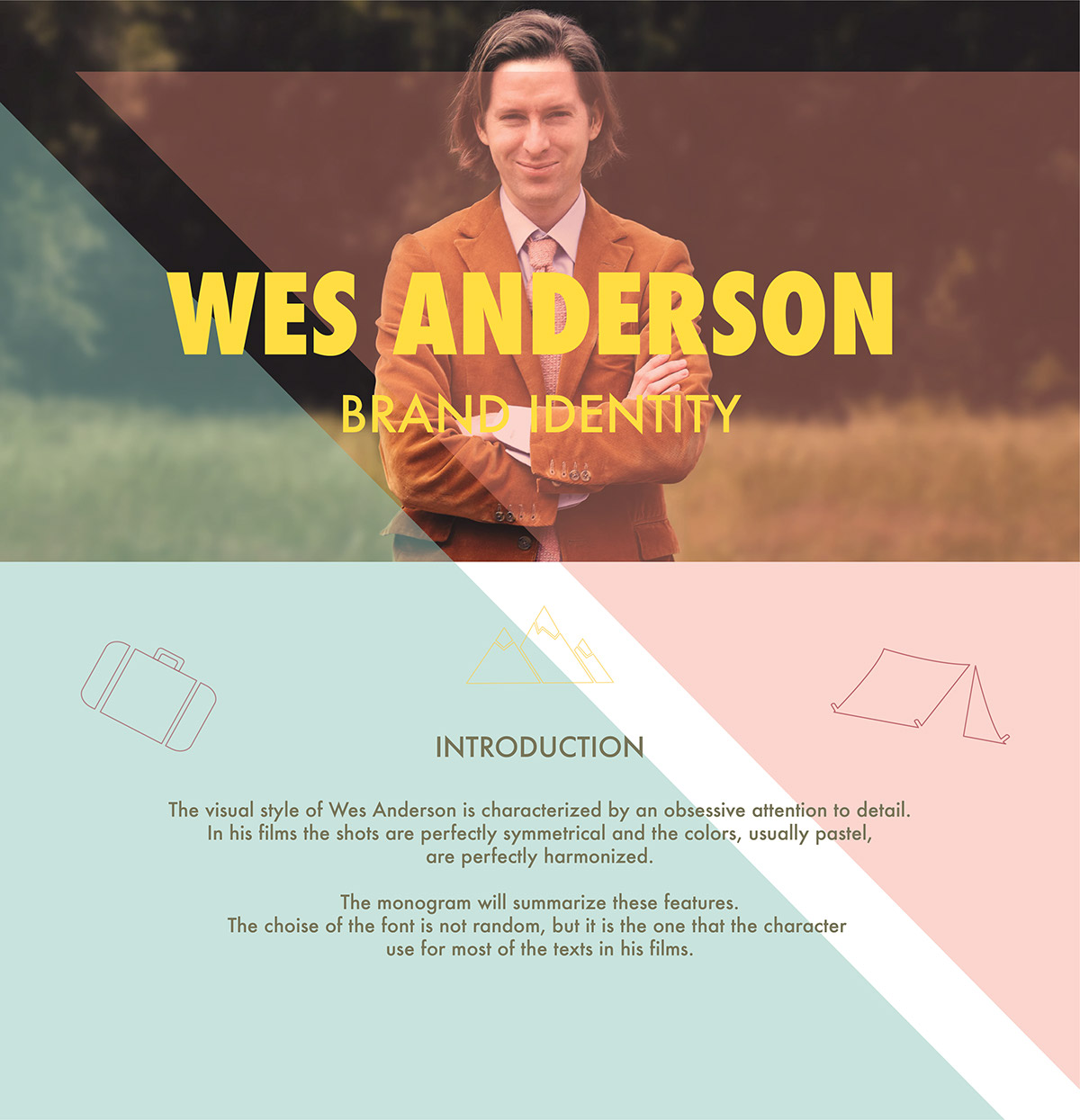 wes anderson brand identity monogram logo inspire idea color concept Project