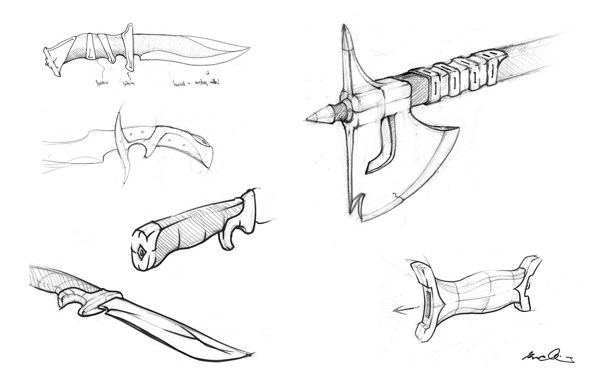 Blade smithing knives design wood metal forge knife Blade sketching craft