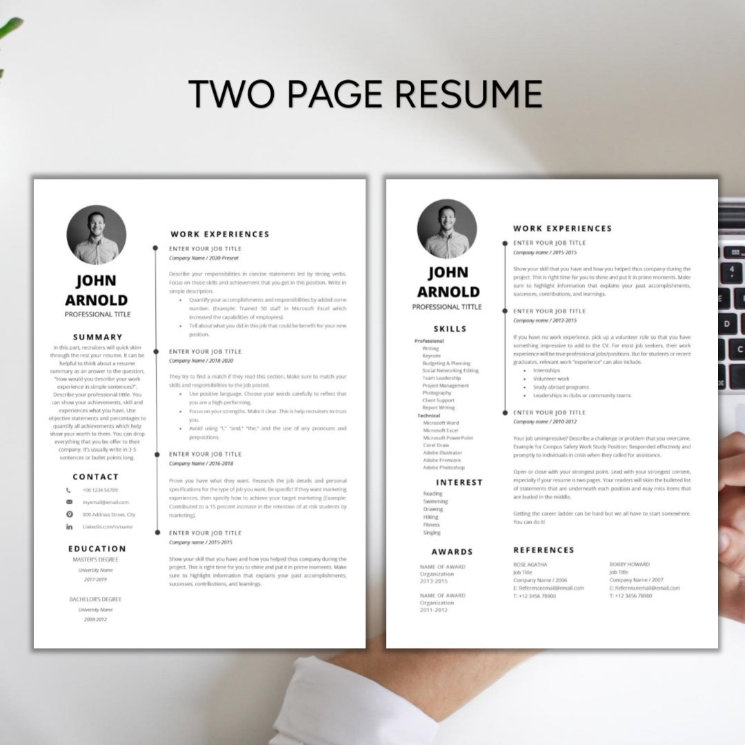 Modern Resume Template Word, Cv Template On Behance