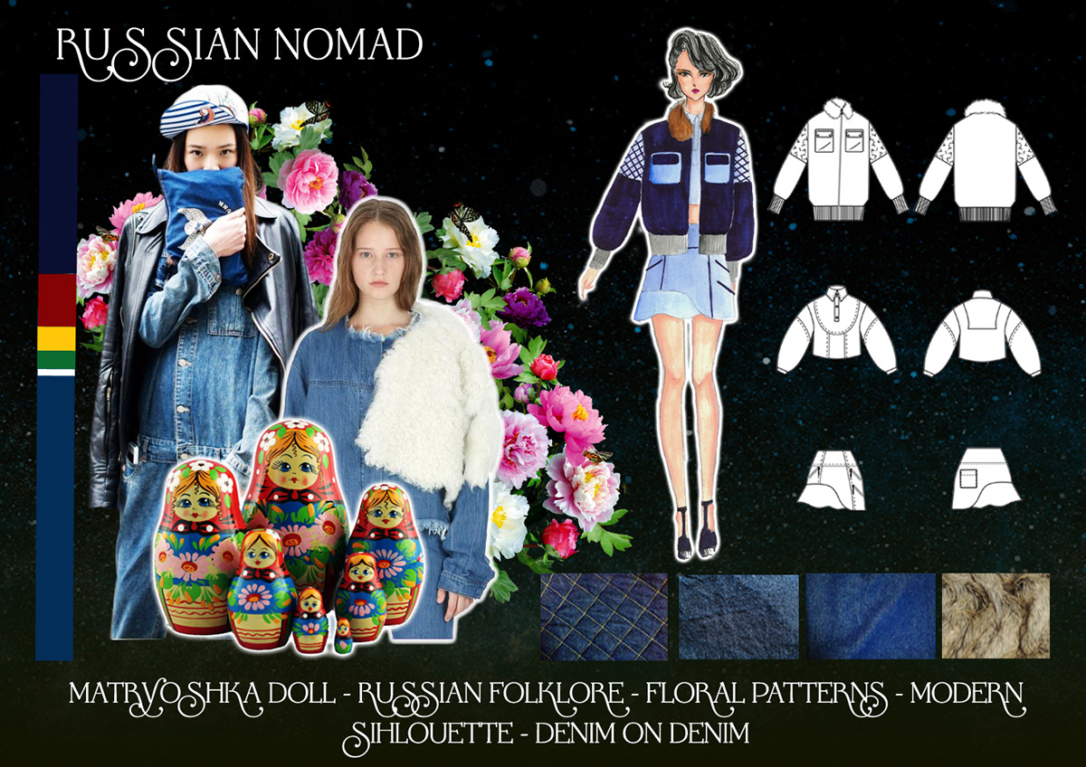 Board fashion design creative russian floral vibrant