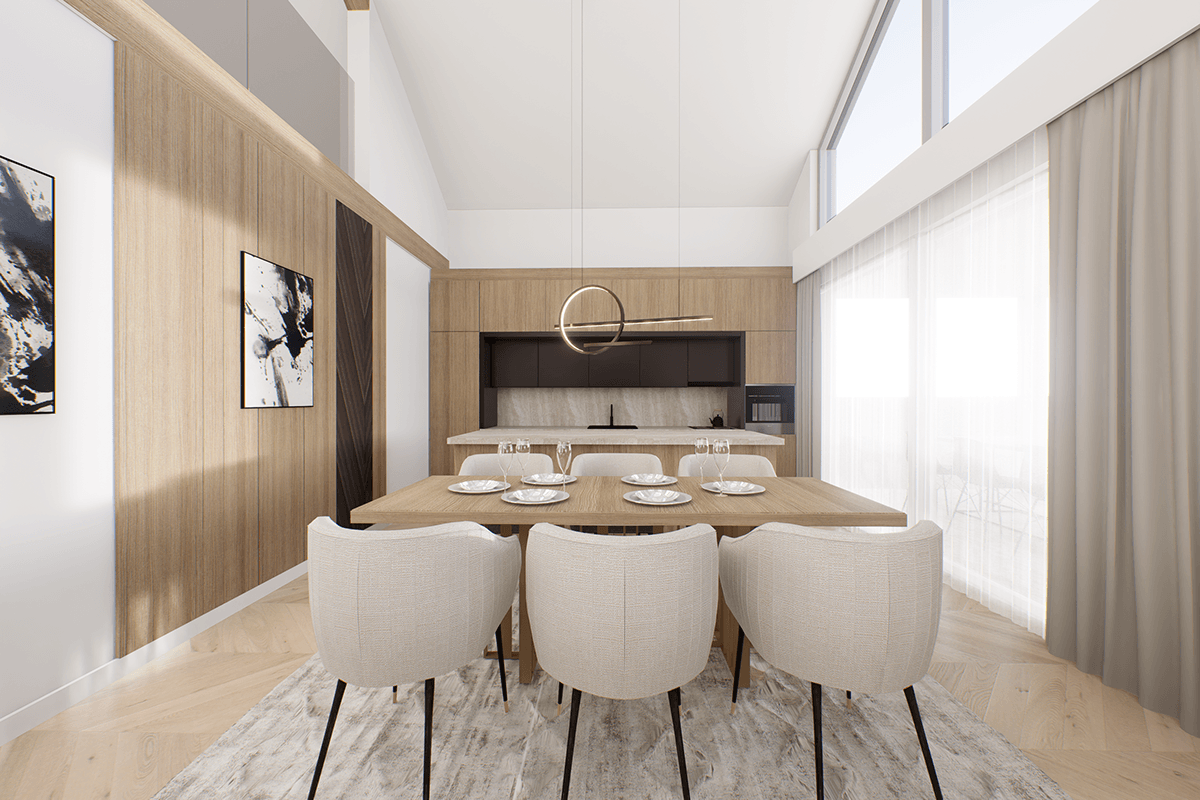 interior design  architecture Render visualization 3D contemporary wooden furniture