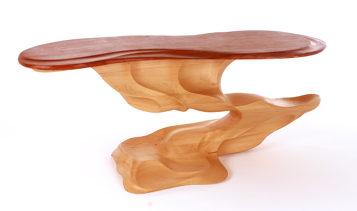 furniture wood table home sculpture Beech bubinga curves