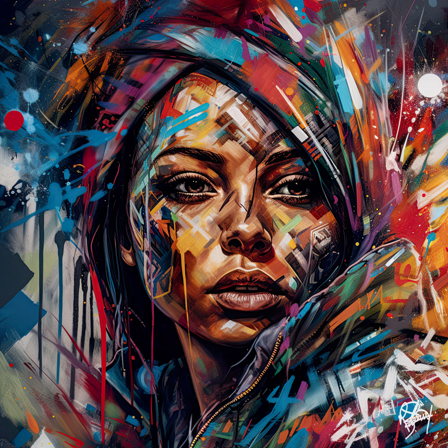 art colorful digital face Graffiti painting   portrait spray Street Art  woman