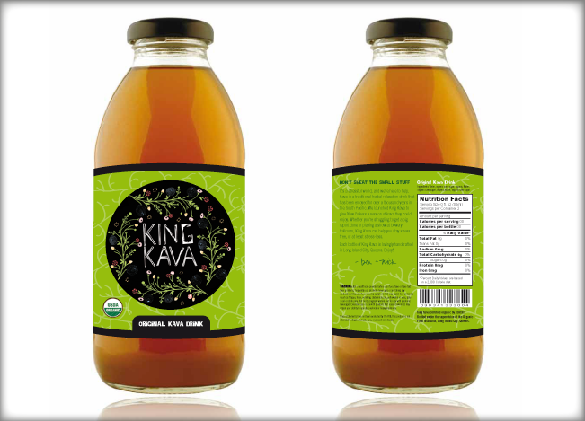 king kava  beverage design graphic bottle label design