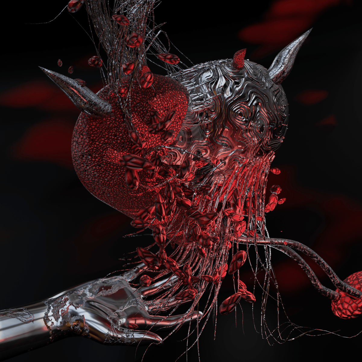 devil hell red bikers 3d artist Abstract Art freak monster horror metal