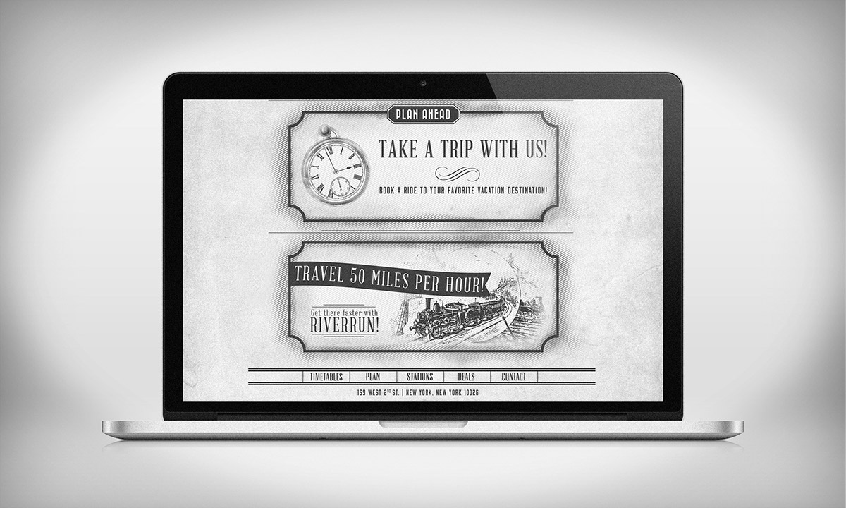railway trains smokey company brand STATION black and white apps Website corporate ID map stamp wax menu ticket