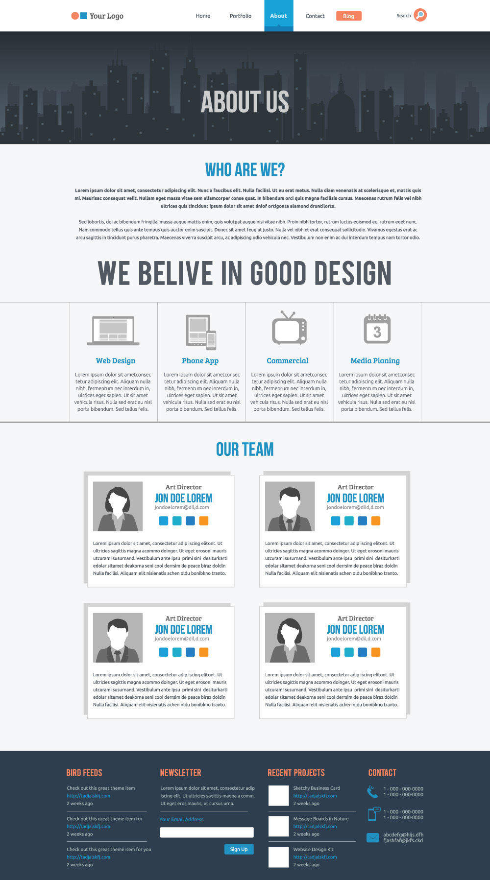 Web Website homepage Responsive Theme template design long shadow icons Layout flat minimal One Page portfolio free