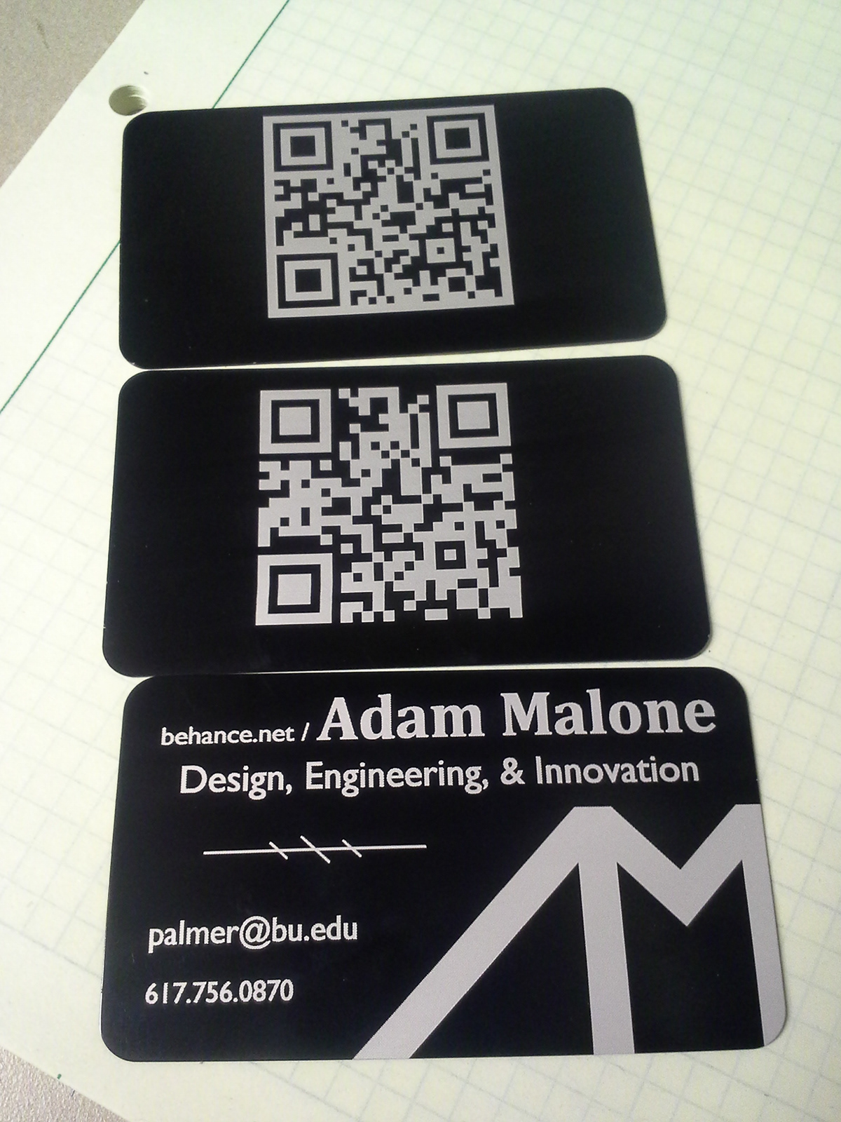 business card Am Adam QR Code anodized aluminum laser cut innovation design
