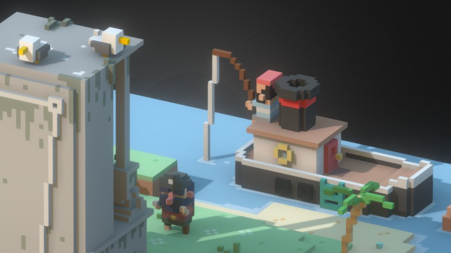 voxel 3D pirate Island ruins boat modelling modeling